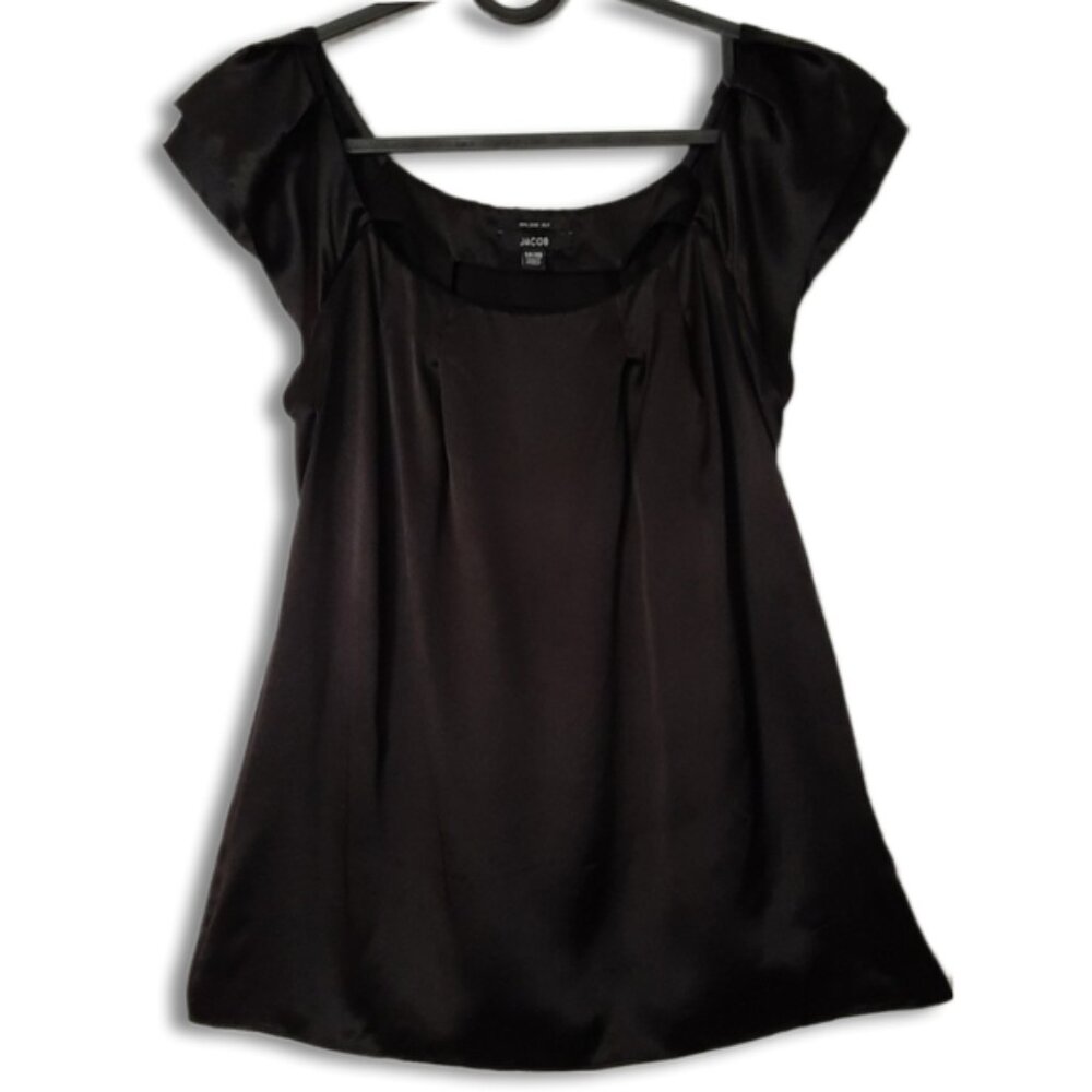 JACOB 100% Silk Lightweight Shell Tank Top Scoop Neck Black Sz XS
